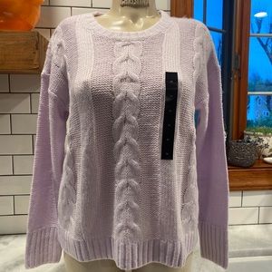 Banana Republic Lilac Cable Knit Crew Neck Sweater